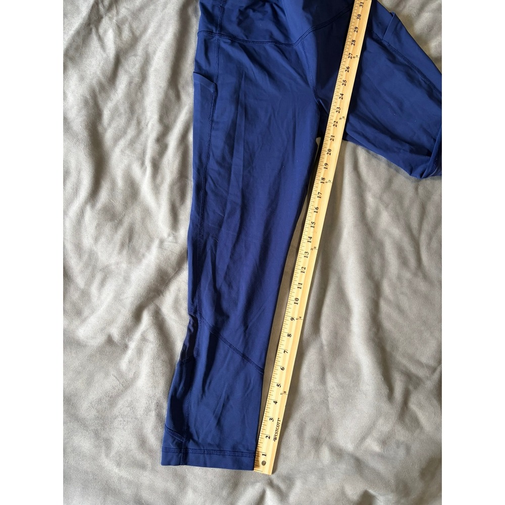 Lululemon Speed Up Crop Leggings Blue Mesh Panel Running Pants Side Pockets 21in - Picture 3 of 4
